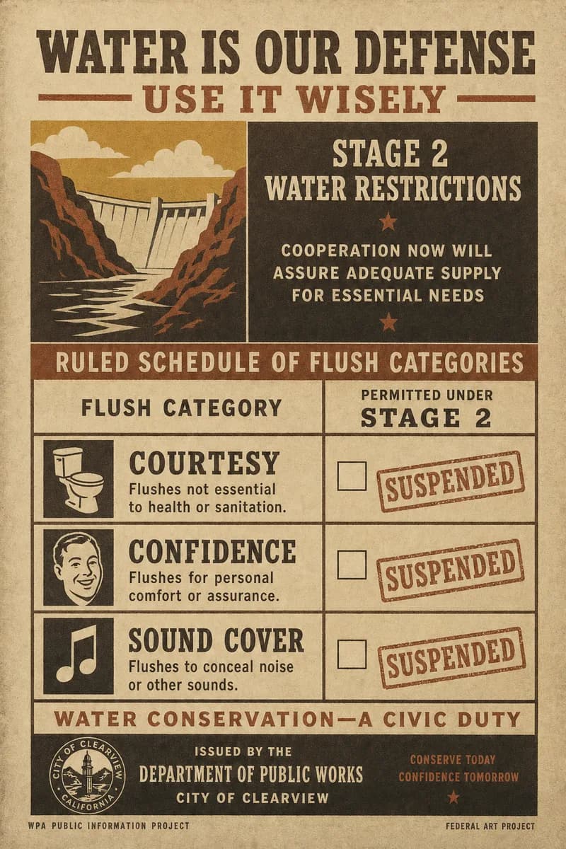A ruled schedule of flush categories with checkboxes, three rows stamped as suspended.