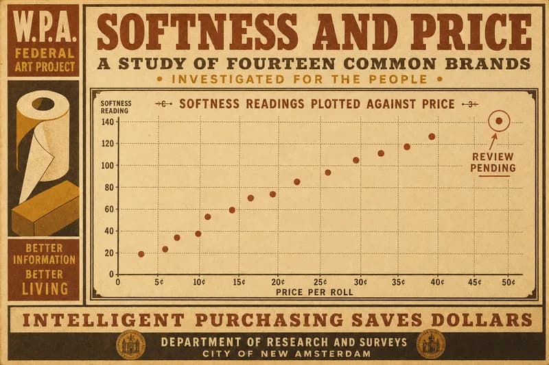 A scatter chart of softness measurements against price with one circled outlier.